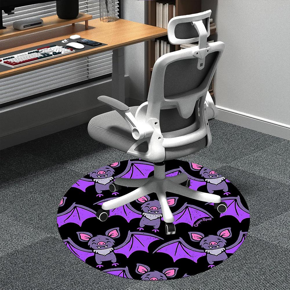 1pc Bat Halloween Office Round Area Rug,  Mat Suitable ForOffice, Under Office Chairs Bedroom Living Room Home Decor, Room Deco