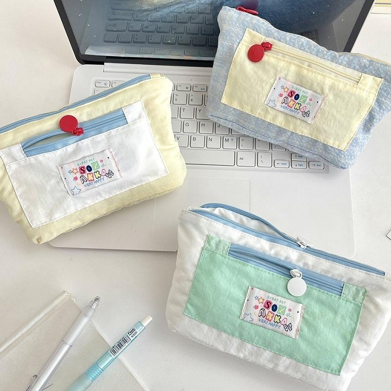 Cute Canvas Pencil Case Cute Multi Functional Large Capacity Stationery Organizer Storage Bag Student Pen Bag Makeup Bag