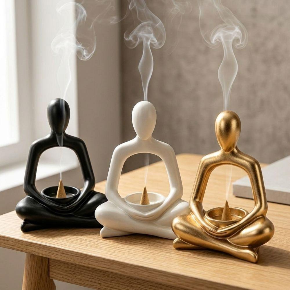 Zen Chinese Style Yoga Statue Incense Holder 3D Printed Sculpture Candle Holder  Living Room