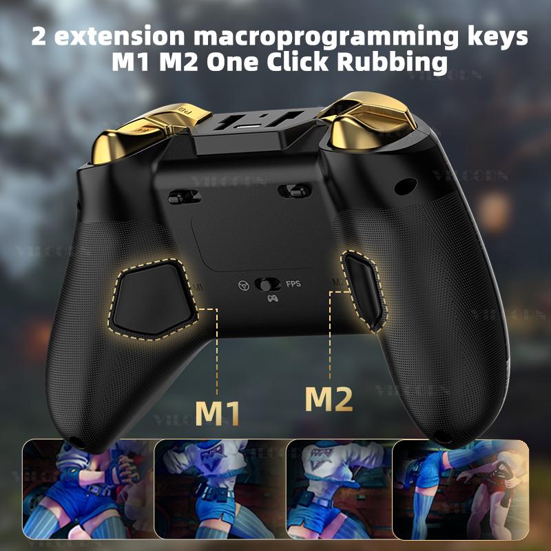 Wireless Mobile Gaming Controller for Android iOS Hall Joystick Turbo Macro M1 M2 Gamepad For PC Switch With Thumbstick Caps