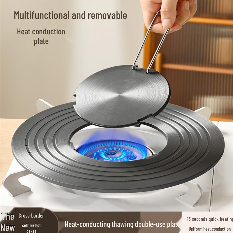 Removable Enamel Heat Conduction Plate: Prevents Pot Bottom Burn on Coal Gas Stoves and Offers Defrosting and Insulation.
