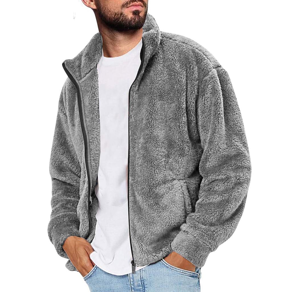 Mens Jacket Cardigan Long Sleeve Full Zip Open Front Thermal Coat Fall Winter Outwear