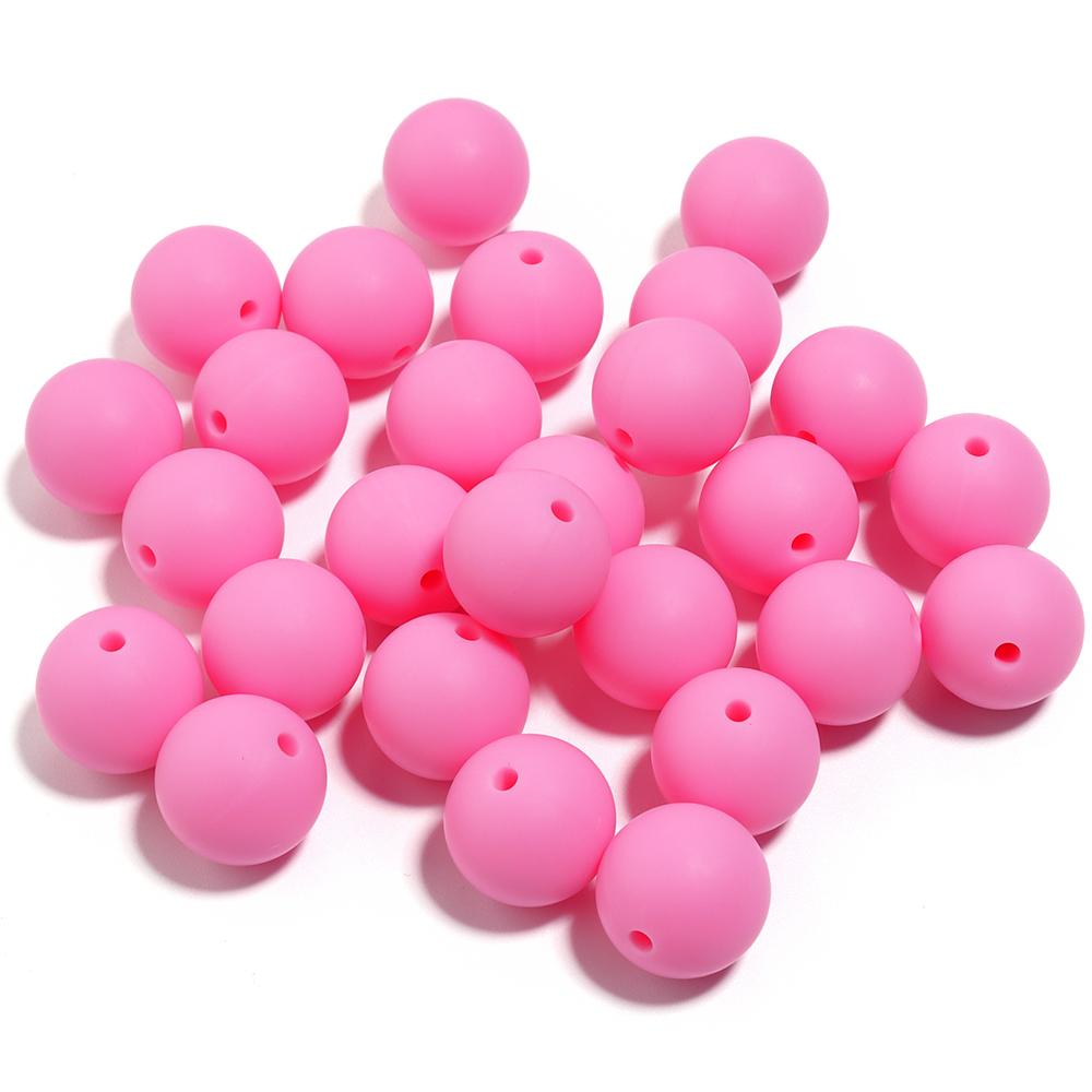 20pcs/Lot 12 15mm Candy Color Round Acrylic Imitation Silicone Beads Round Spacer Loose Bead for DIY Jewelry Making Accessories