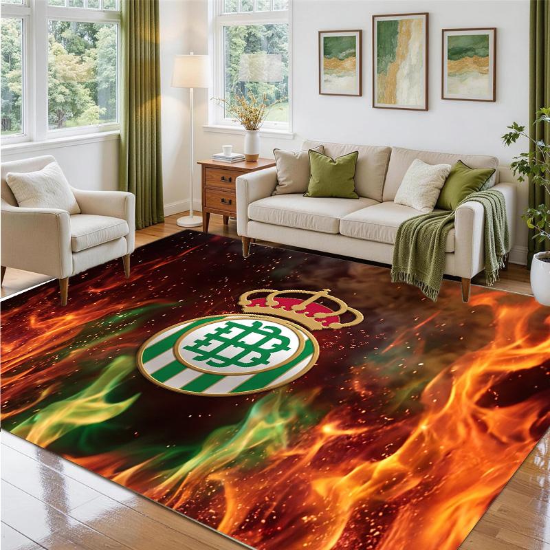 Real Betis Football Design Crystal Velvet Rug Soft Decorative Mat for Bedroom Entrance