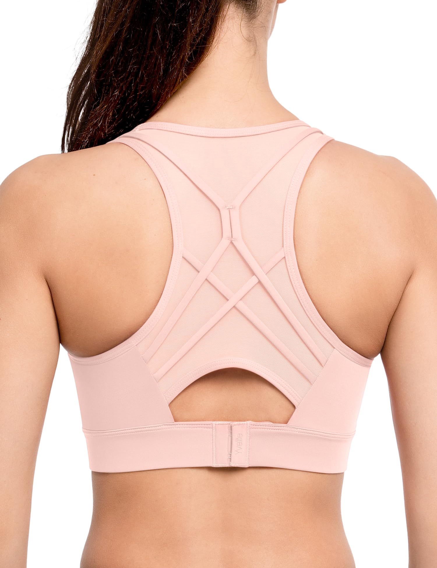 

Yvette High Support Sports Bra with Mesh Back and Adjustable Perfect for Running and Gym Size Pink Women s Back, Y-Back, Hook, Wireless, One-Piece