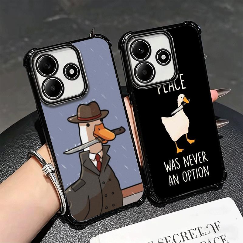 Funny Cartoon Goose Game Plating Phone Case For Xiaomi Redmi Note 14 15 Pro Plus 13 12 11 11S 11T 10 9S 9 5G Anti-Fall Airabag C