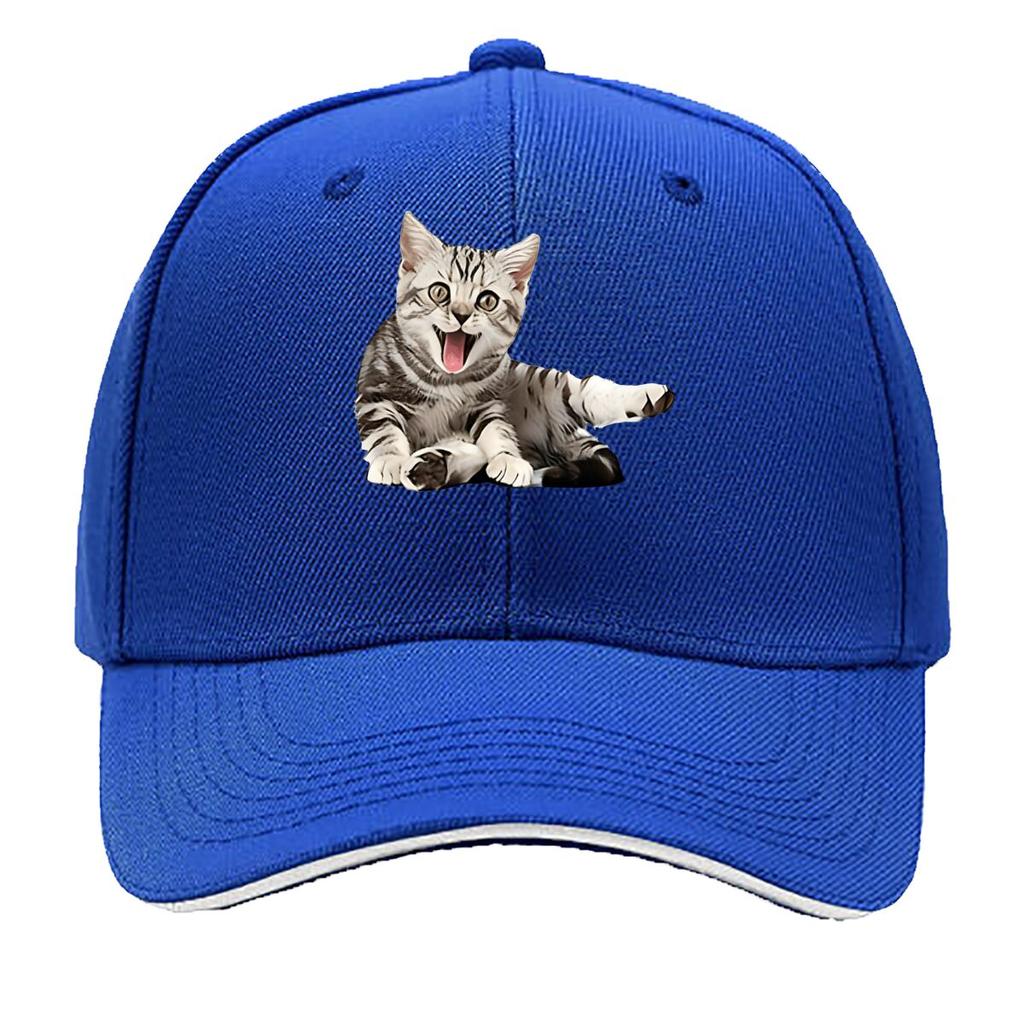 Breathable Baseball Cap with Cute Kitten Print Adjustable Casual Sun Hat for Everyday Outdoor W Sandwich Baseball Cap