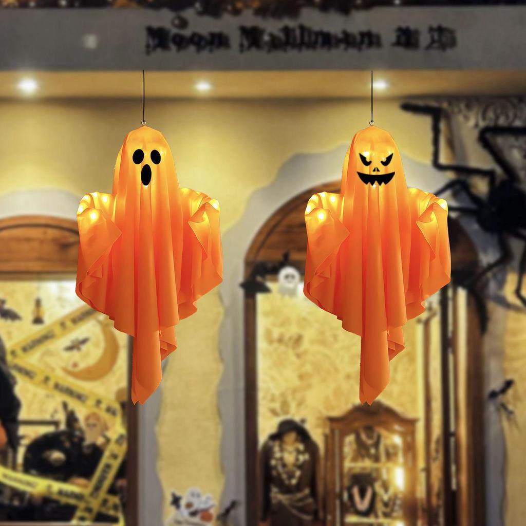 LED Glowing Ghost Pendant: Colorful Halloween Decoration
