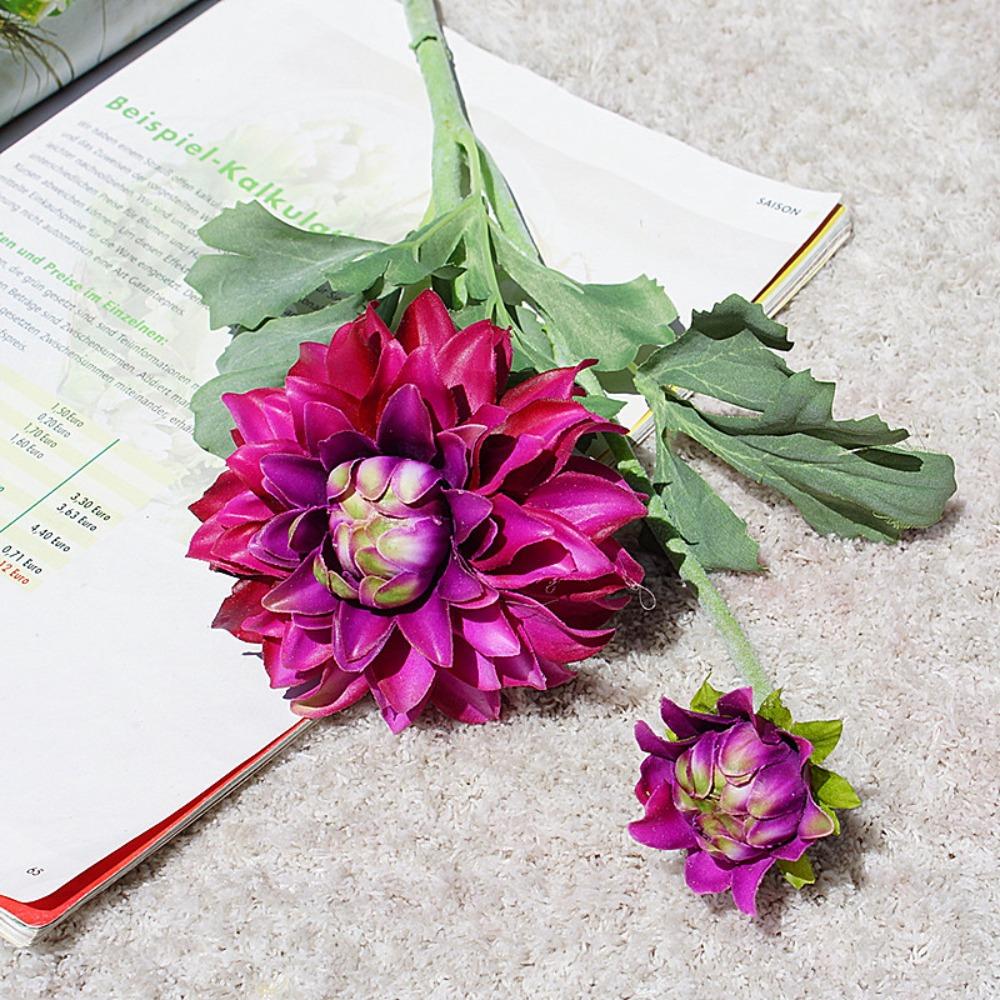 Real Touch Artificial Chrysanthemum 2 Heads Silk Chrysanthemum Flower  Wedding Party Decor