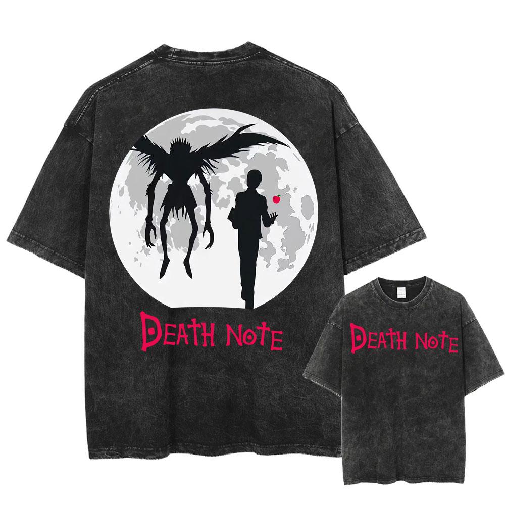Harajuku Vintage Washed T Shirts Death Note Misa Anime Graphic T Shirt Men Women Cotton Fashion Streetwear Yk Oversized Tshirt