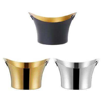 Seau à Glace Forme Lingot Support à Glace Sophistiqué en Acier Inoxydable pour Rafraîchir les Boissons Récipient à Glace Métallique avec Poignée