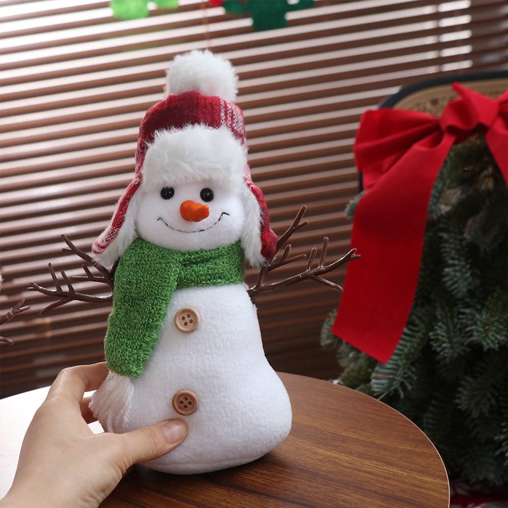 Cute Plush Snowman Doll Toy Sitting Merry Christmas Decorations  Home Decoration