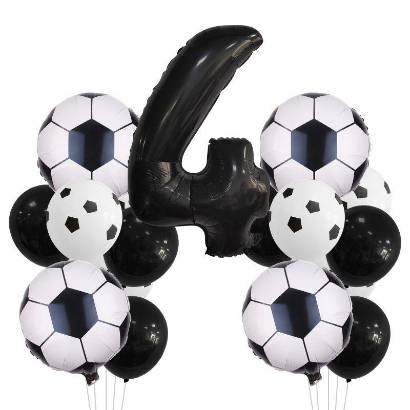 Football-themed Football Balloons - Set for Birthday Party Decoration Scene - Aluminum Film Balloon Set