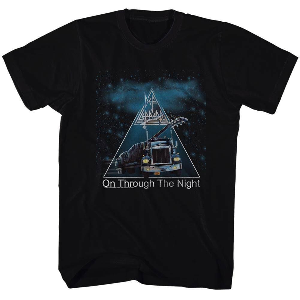 Def Leppard On Through The Night Czarny T-shirt dla dorosłych