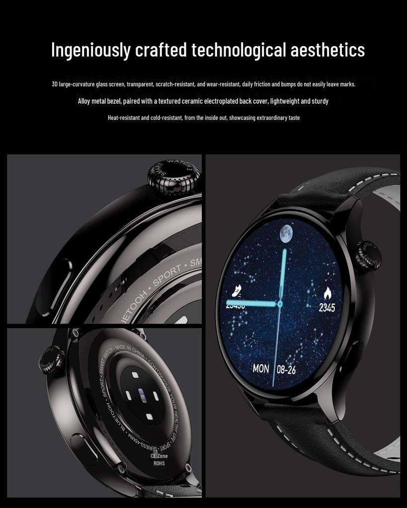 Smartwatch Pro 1.45\" Round Screen: Sport, Bluetooth Calling, NFC, Heart Rate, Alipay Enabled