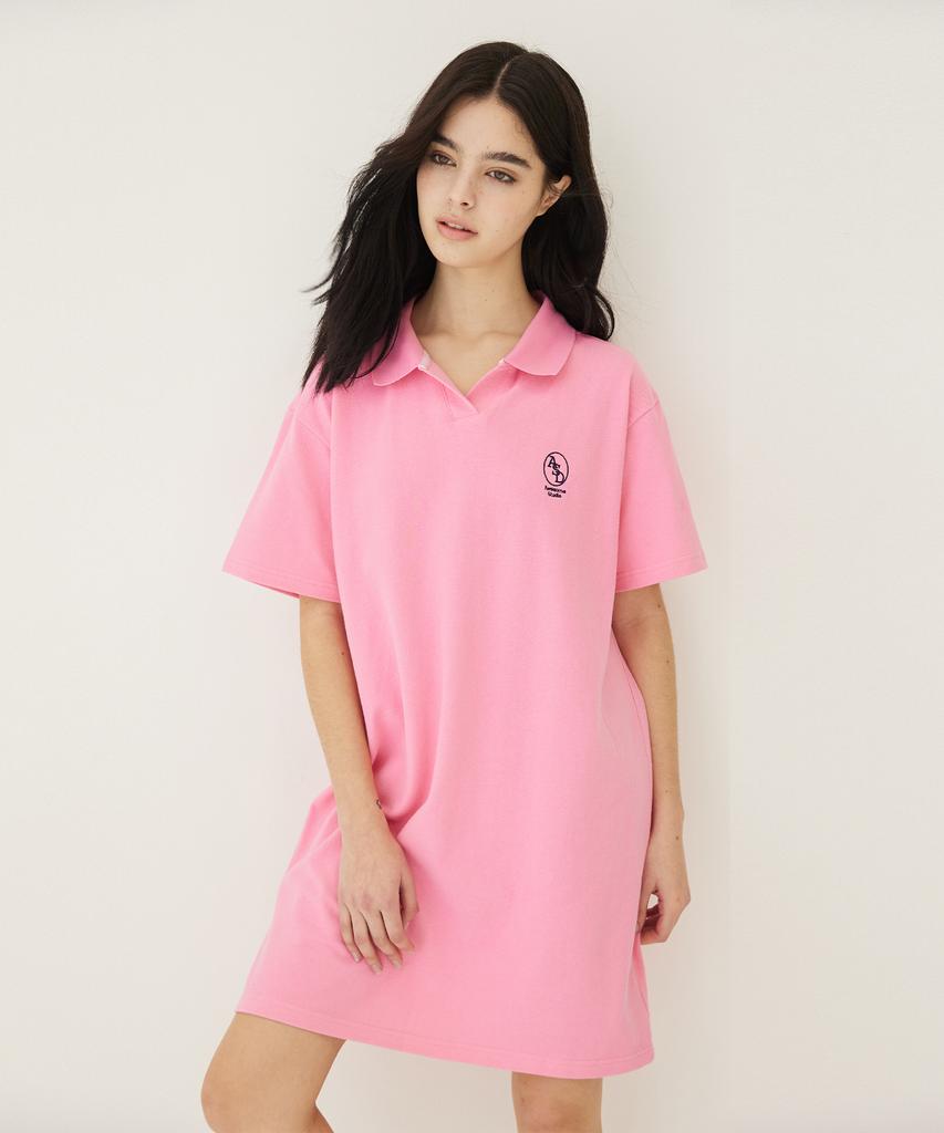 AWESOME STUDIO Pink Collared Pique Dress