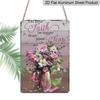 2D Flat, Vintage "Let Your Faith Be Bigger Than Your Fear" Metal Wall Sign - Rustic Dragonfly & Flower Aluminium Decor Suitable for Home, Kitchen