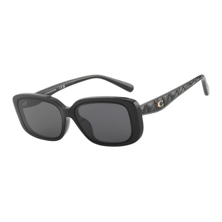 Coach Classic Sunglasses With C Logo Arm Design Square Frame Unisex sunglasses Black OHC8444D-500287 57,Black