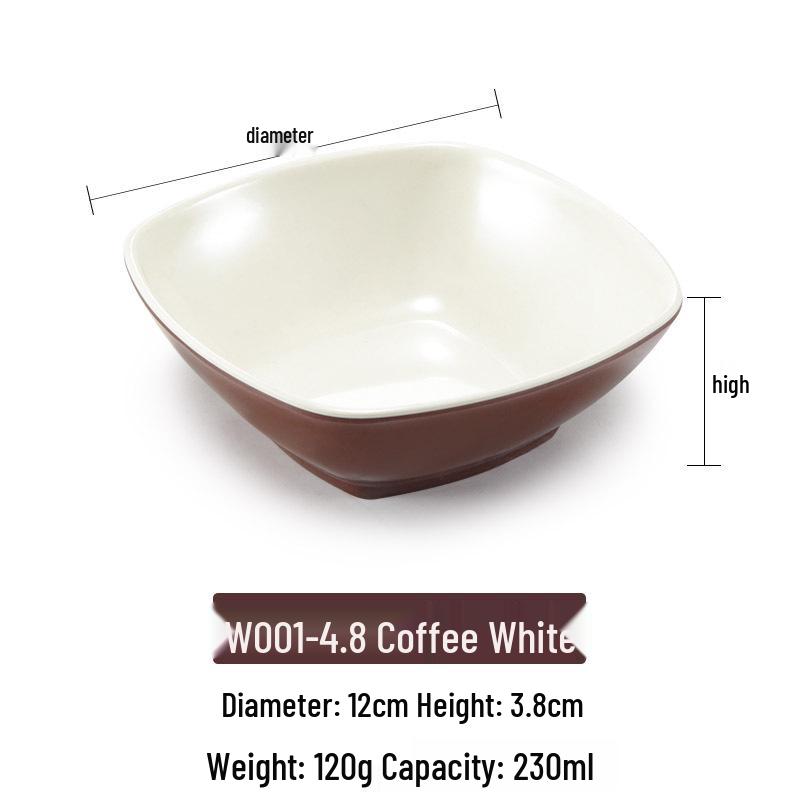 Melamine Imitation Porcelain Square Plastic Bowl for Restaurants and Hotels - Perfect for Fast Food, Barbecue, Bibimbap, and Desserts.