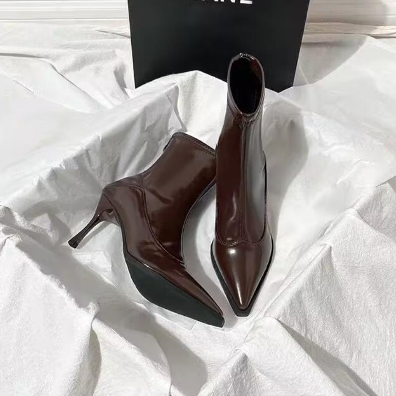 Autumn Winter Women Slim Ankle Boots Fashion Elegant Pointed Toe Shoes Thin High Heel Women's Morder Short Booties