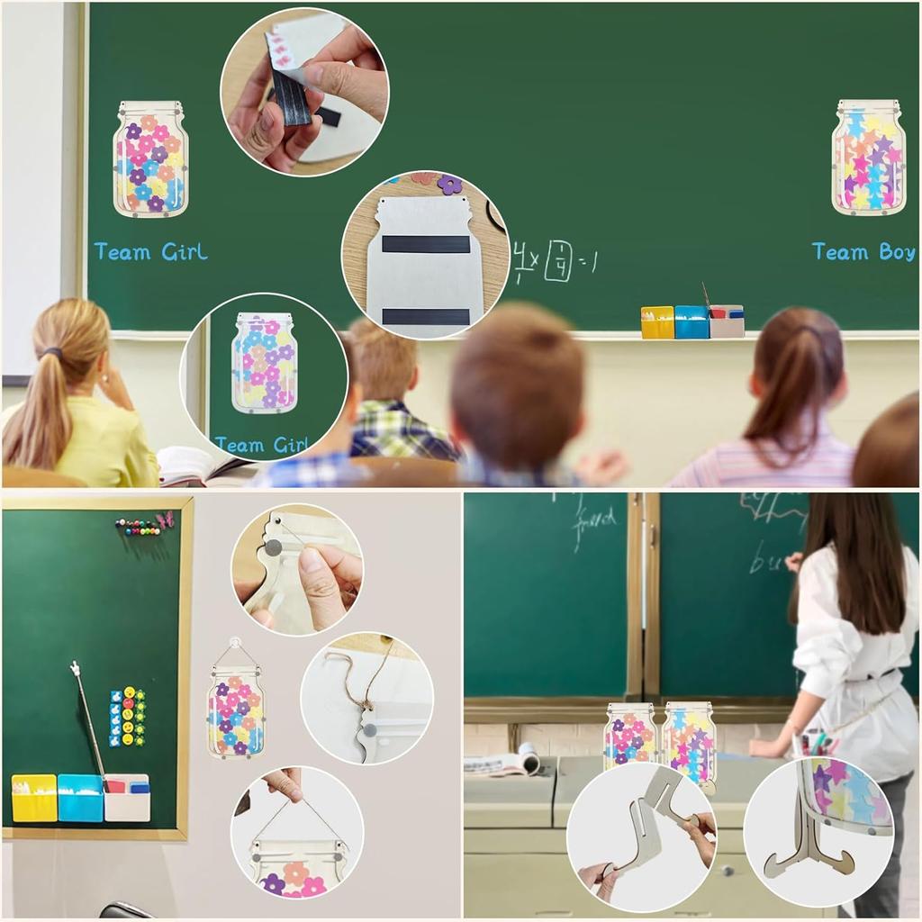 2 PACK Reward Jars for Kids: Magnetic Star Jar Reward System for Classroom & Home - Back To School Class Positive Behavior Incentive Jar for Teacher