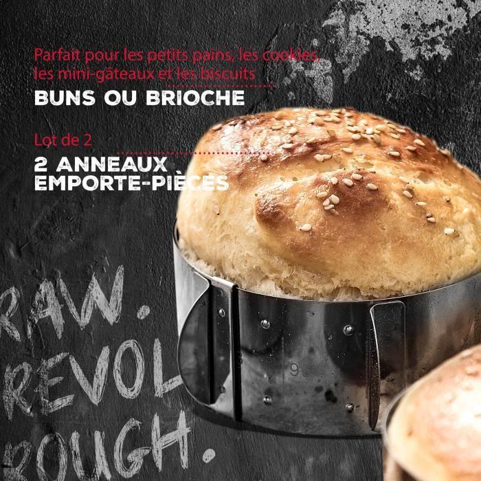 Ensemble de 2 pièces emporte-pièce rond réglable et presse à burger - FACKELMANN PROFESIONAL - Pour hamburger