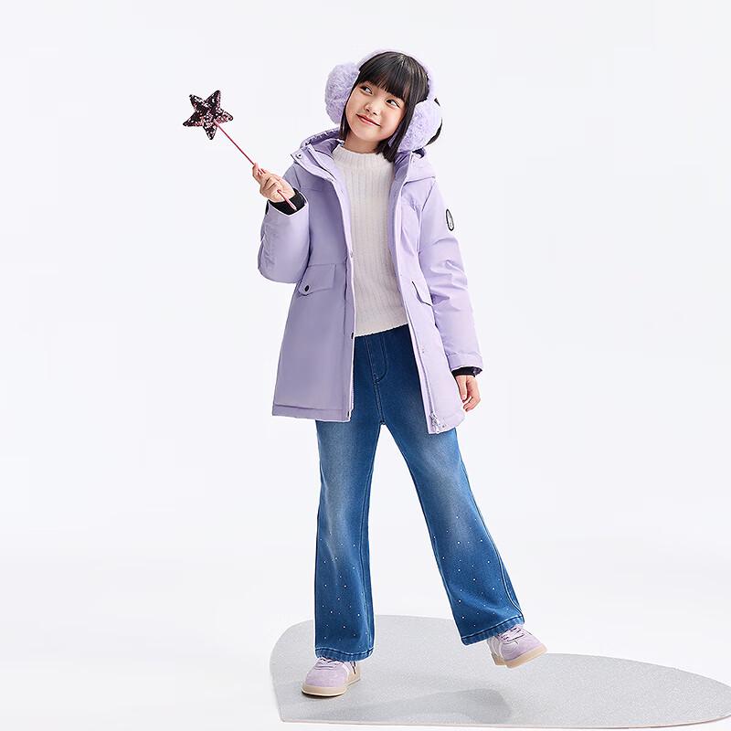 Annil Girls' Mid-Length Hooded Down Jacket