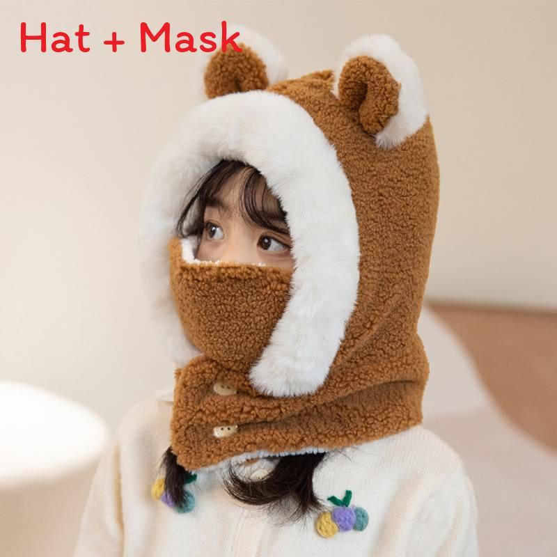 

Kids Animal Pattern Winter Hat With Breathable Polyester For Baby Comfort коричневий