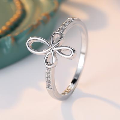 Delicate Zircon Hollow Out Cross Rings for Women Simple Thin Finger Ring Wedding Party Jewelry
