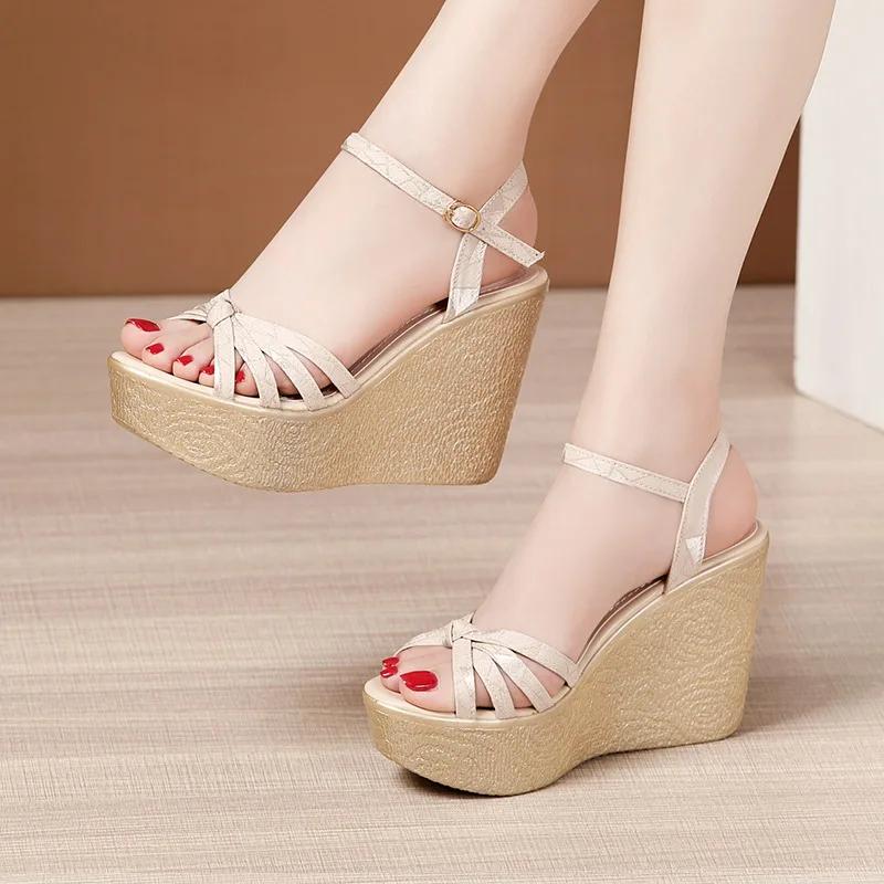 

Plus Size 32-43 Platform Wedges Sandals Women Shoes 2026 Summer Fresh Green High Heels Sandals Ladies Office Party Beach Sandals 43 тілесний
