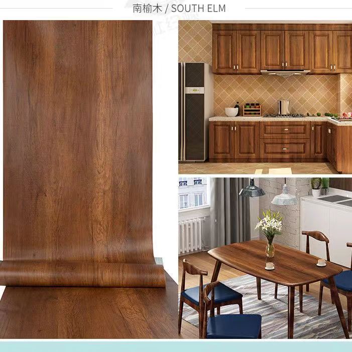 Thickened Wood Grain PVC Waterproof Sticker Cabinets Desktop Door Furniture Refurbished Decorative Film Self-adhesive Wallpaper