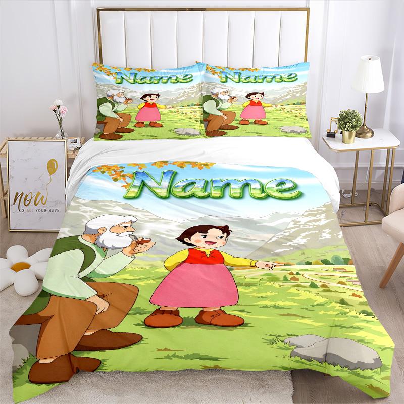 Custom Name Alpine Friends Print 3Pcs Bedding Set,Duvet Cover with 2 Bedro,Pillowcase Home Birthday Gift