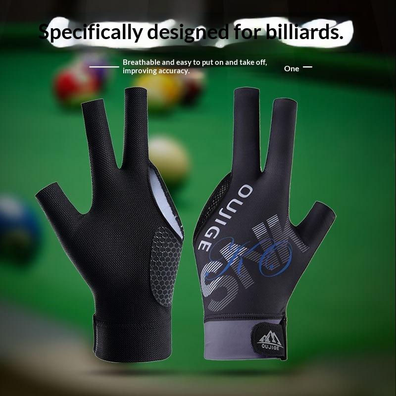 Open Finger Billiard Gloves Breathable Polyester Snooker Pool Glove Anti-Slip Adjustable Billiard Training Cue Glove