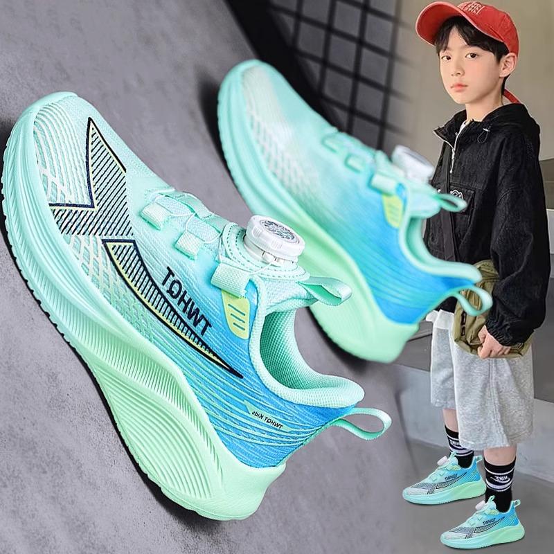 Children's Shoes Boys 2025 Spring New Boys Mesh Breathable Sports Running Shoes Middle Children Fried Street Knob