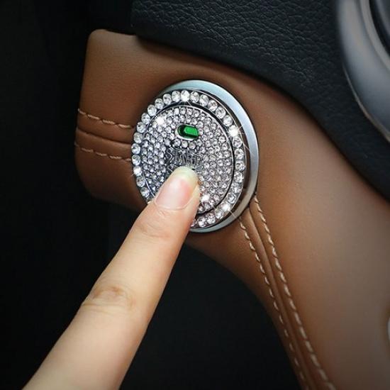 Car Accessories Auto Decorative Start Switch Button Diamond Ring Cap Cover Set