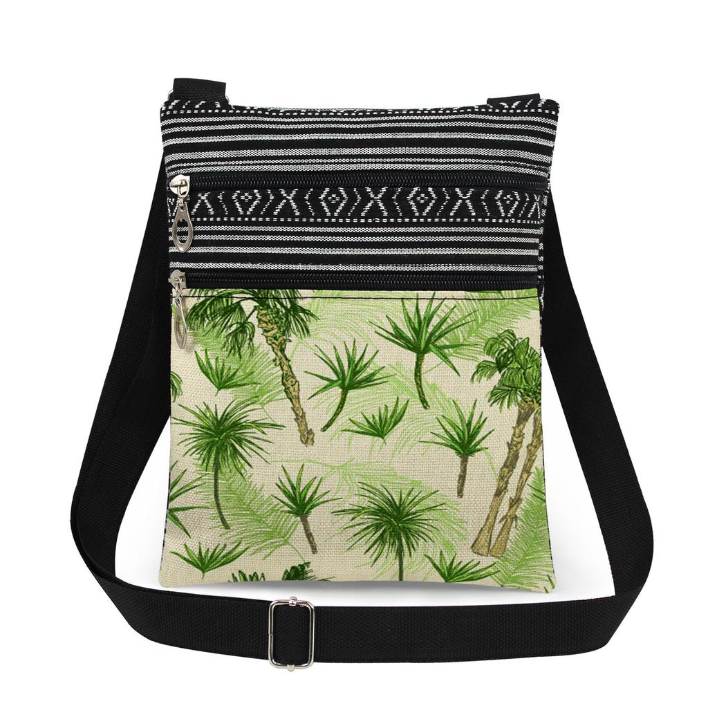 1 Stück Stofftasche mit Pflanzenmuster Damen Umhängetasche Posttasche 6918