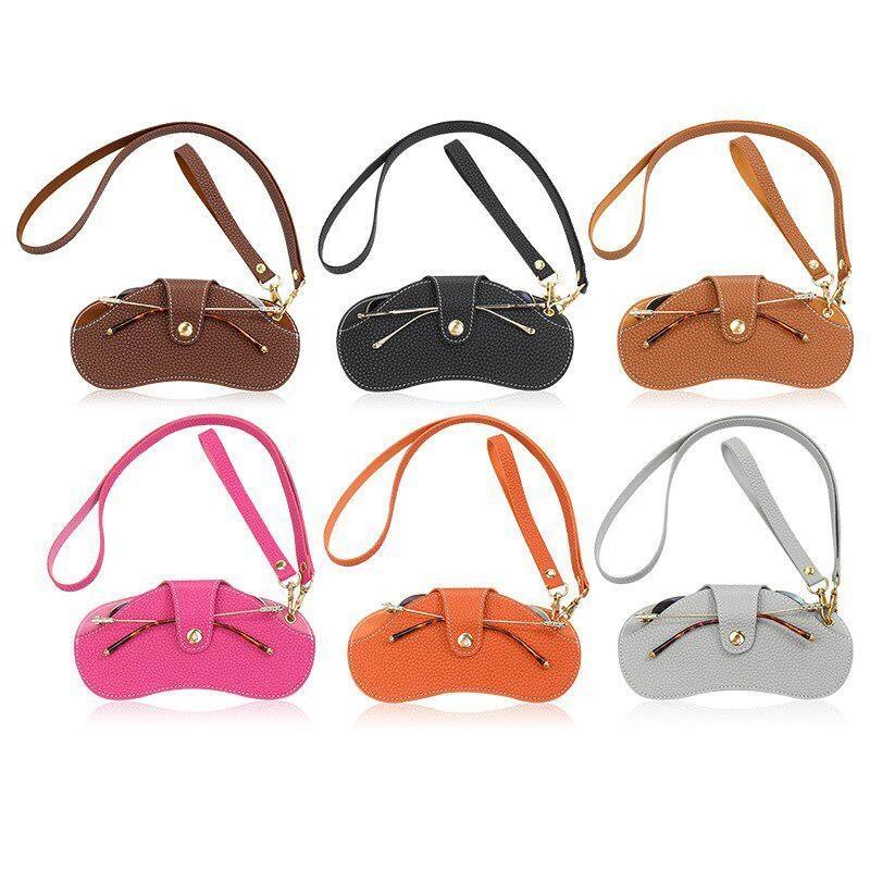 Glasses Case Portable Neck Hanging Soft Leather Scratch Wear Resistant Glasses Bags PU Leather Glasses Holder