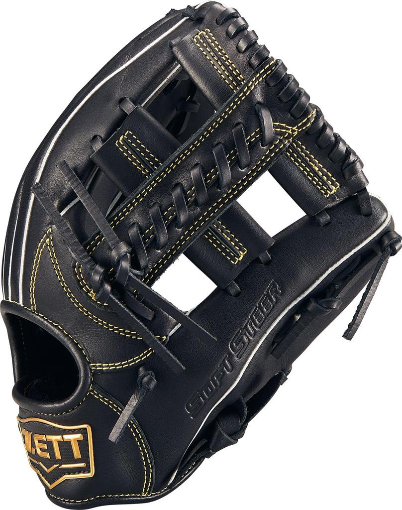 ZETT Soft Steer Baseball Black Size 4 Glove, All-Around, Left-Handed Throw, (1900), (BRGB35520F)