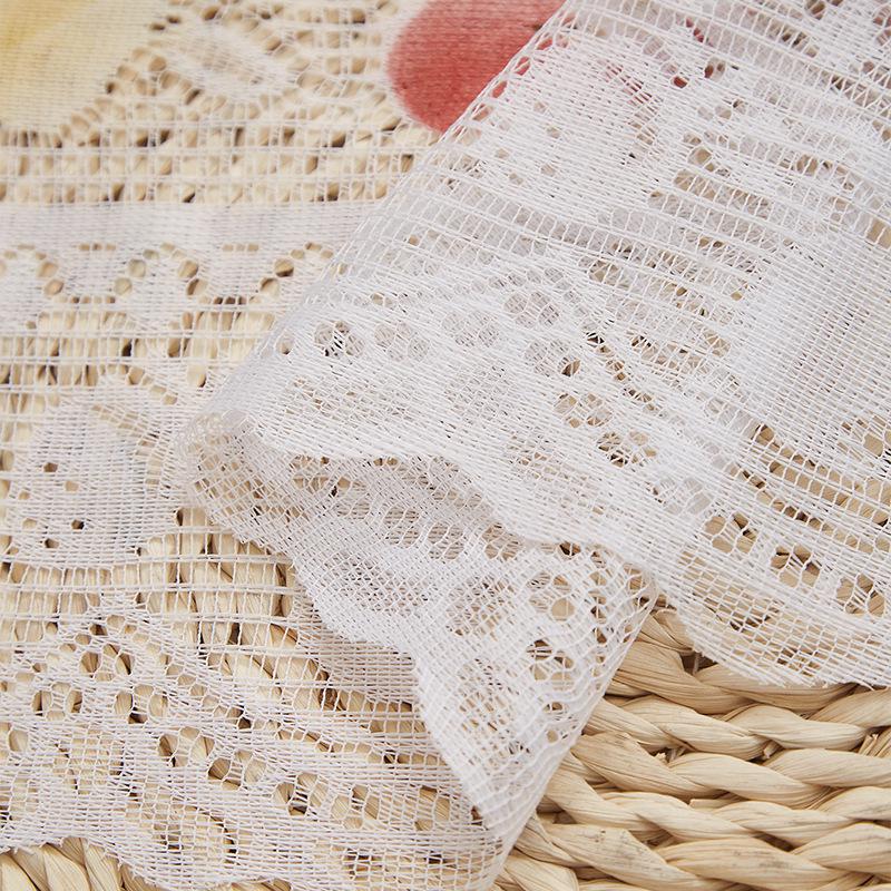 European Style Fruit Print Lace Curtains - White, Knitted, Half Length, Dustproof for Kitchen Doors and Cupboards