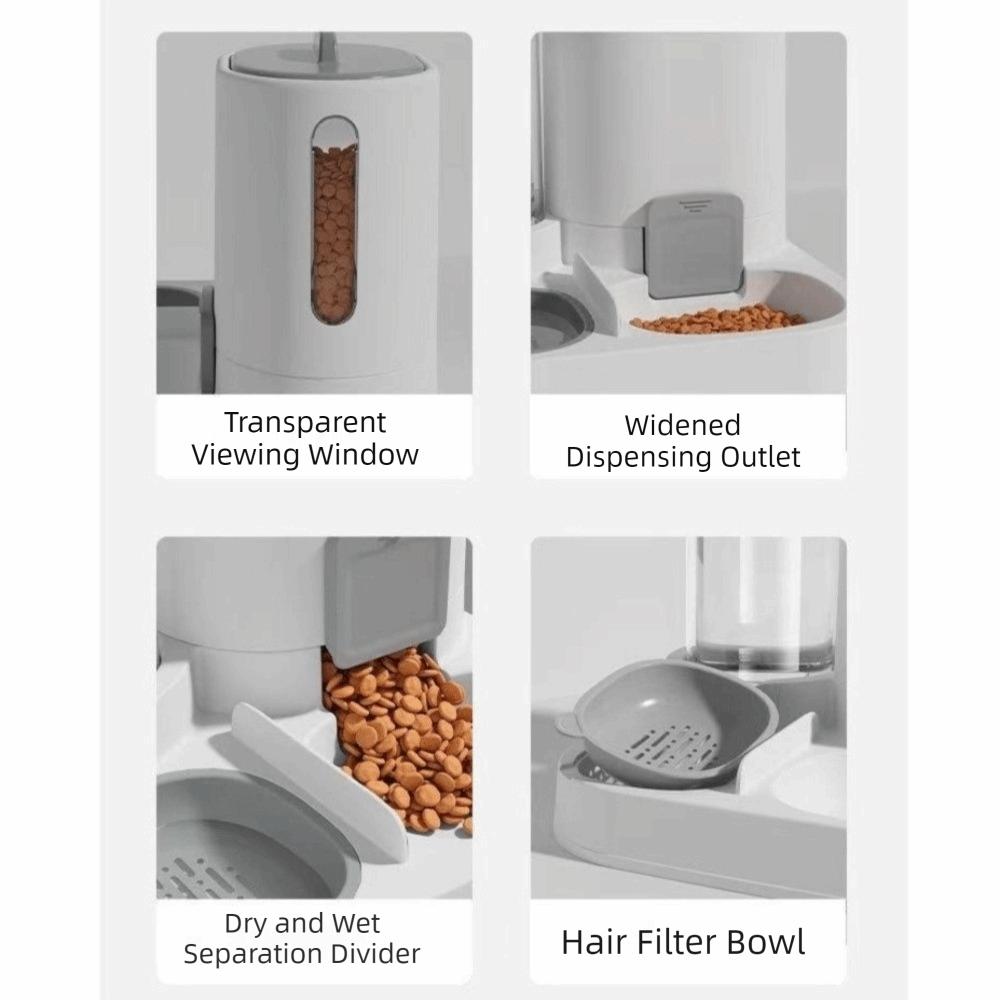 2 In 1 Dog Automatic Feeder Large Capacity Integrated Dog Water Dispenser Plastic Spill-Proof Cat Water Food Bowl For Dogs Cats