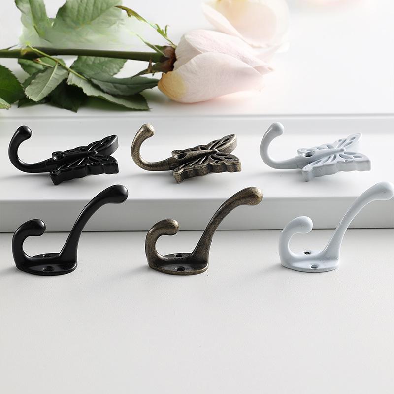 2 PCs Black/White/Bronze Color Butterfly Shaped Wall Hooks Wall Mounted Hanger for Coat Cloths Hat Towel Household Items