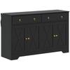 Kitchen Buffet Storage Cabinet, 2 Drawers, 2 Cupboards, Adjustable Shelves, Black