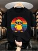 Unisex T-shirt Men'S Black T-Shirt, Machine Washable, Fade-Resistant Retro Sunglasses for Duck Graphic Edgy Cute St