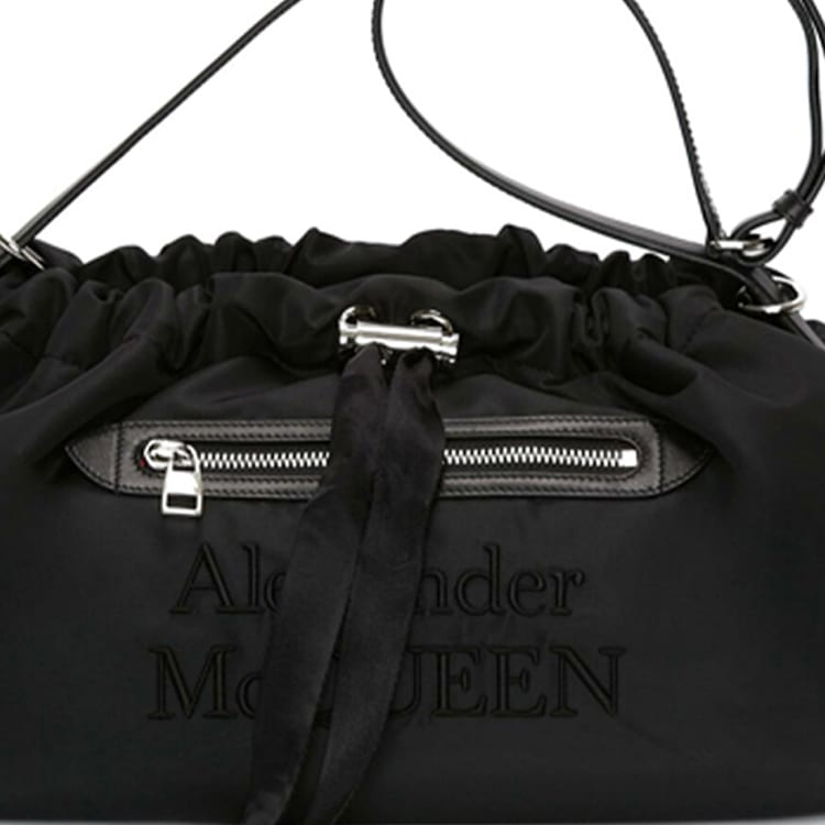 Alexander McQueen Bundle Nylon Drawstring Bag, Shoulder Bag, Crossbody Bag, Handbag Women's Black 669589-16XAC-1000