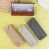 Striped Leather Eyeglasses Case Minimalist Portable Stylish Spectacle Holder Box for Men Boys Students