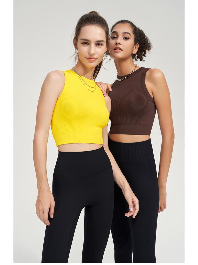 Sömlös Stötdämpande Tränings- och Yogatopp med Integrerad Kupa - 2025 Kollektion