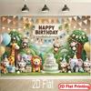 Tissu de fond de décoration de fête d'anniversaire sur le thème de la savane 2D pour enfants