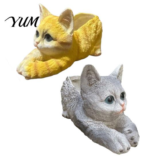 Resin Animal Flower Pot Creative Cat Planter, Cute Lying for Garden Window Sill Plant Holder Yard, Adorable Holder, Indoor Outdoor Home Desk