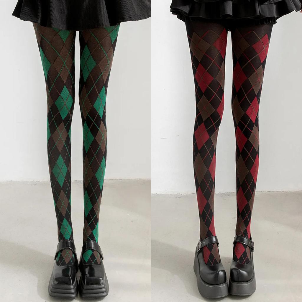 Plaid Tights Pantyhose Women Retro JK Japanese Style Thigh High Stockings Lingerie Sexy Stockings Women Tights Pantyhose