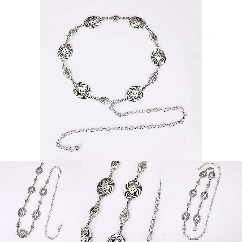 Ladies Metal Waist Chain With Retro Carved Buckle For Everyday Fashion
